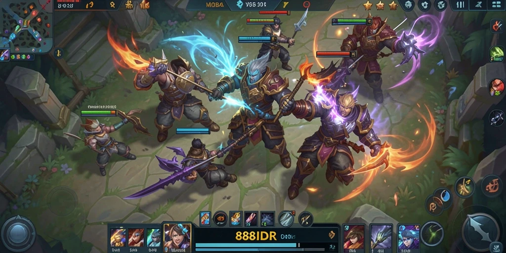 Gameplay menegangkan di 888IDR dengan pertempuran seru.