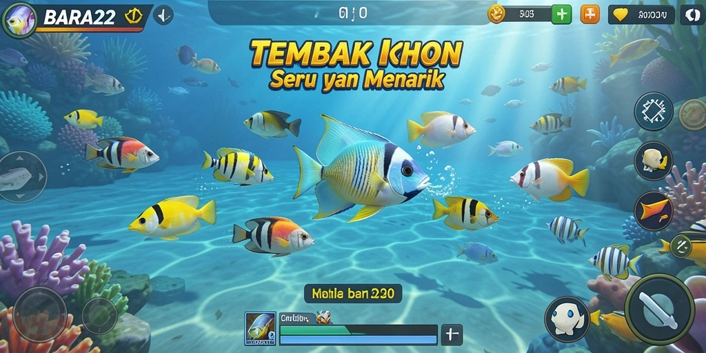 Tampilan menakjubkan dari permainan Tembak Ikan BARA22.