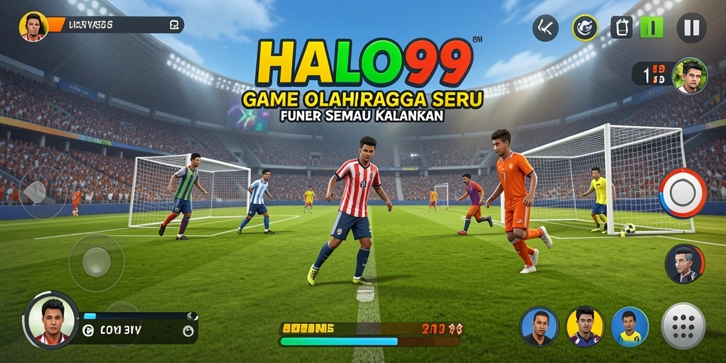 Screenshot utama HALO99 menampilkan aksi seru dalam pertandingan olahraga.