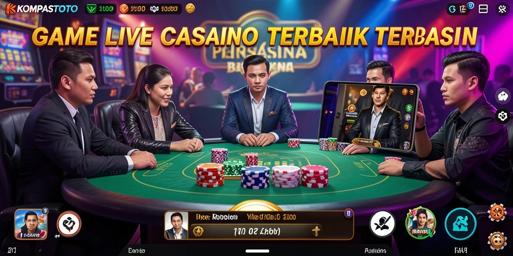 Tampilan gameplay Live Casino yang mendebarkan di KOMPASTOTO.