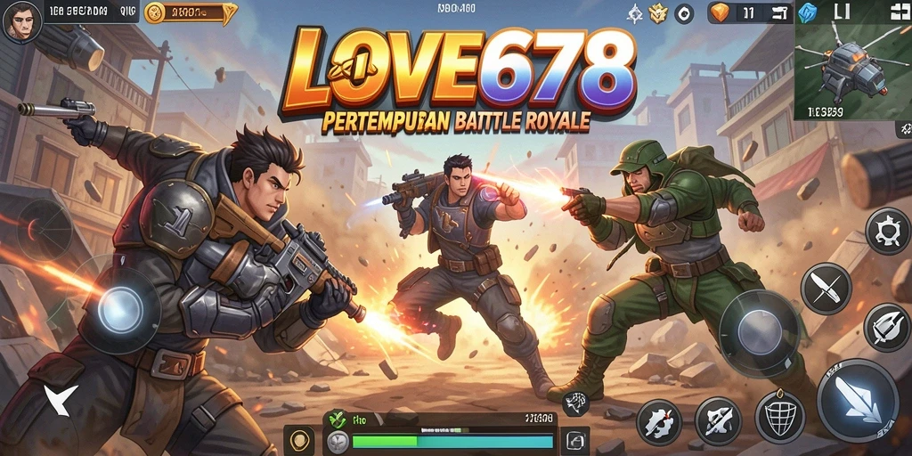 Tangkapan layar menampilkan aksi intens dalam gameplay Battle Royale.