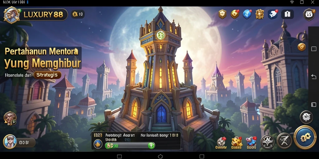 Screenshot gameplay LUXURY88 menampilkan aksi menara yang menakjubkan dalam pertarungan Tower Defense.