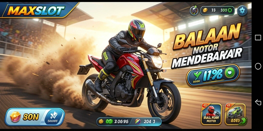Gameplay balapan motor yang seru dan menegangkan di MAXSLOT.