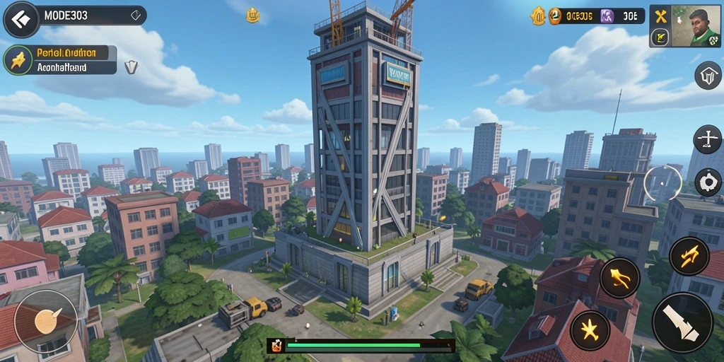 Tangkapan layar utama MODE303 menampilkan gameplay seru Tower Defense.