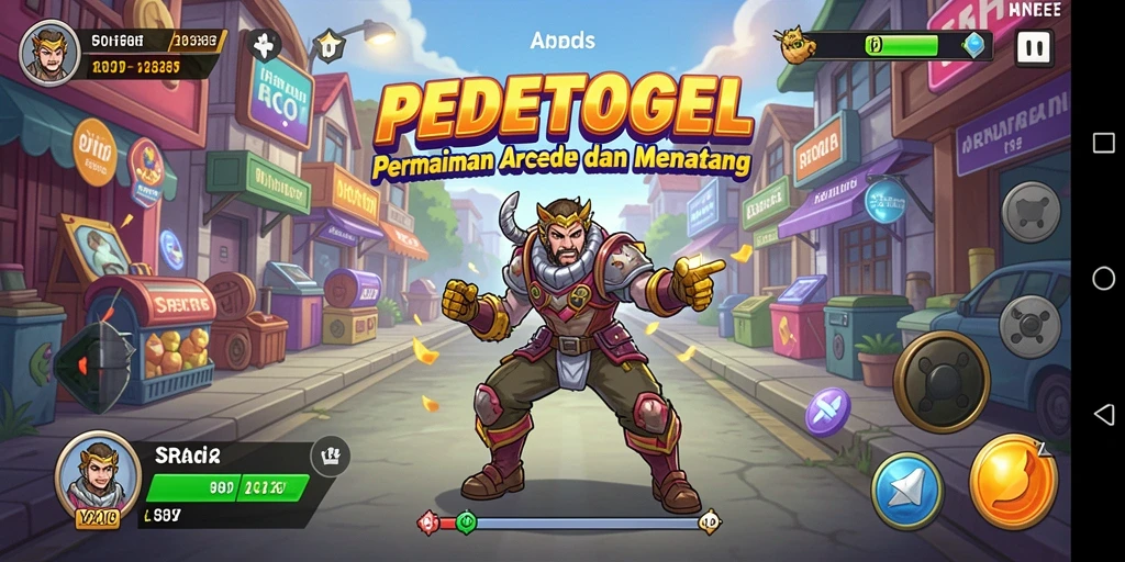 Screenshot gameplay PEDETOGEL menampilkan aksi arcade yang mendebarkan.