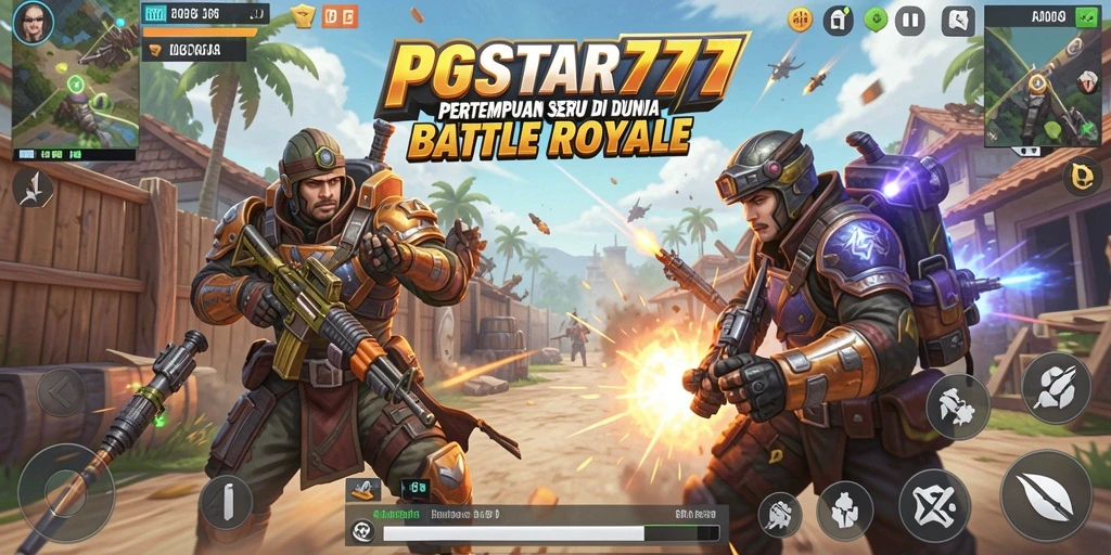 Screenshot PGSTAR777 menampilkan aksi gameplay Battle Royale yang intens.