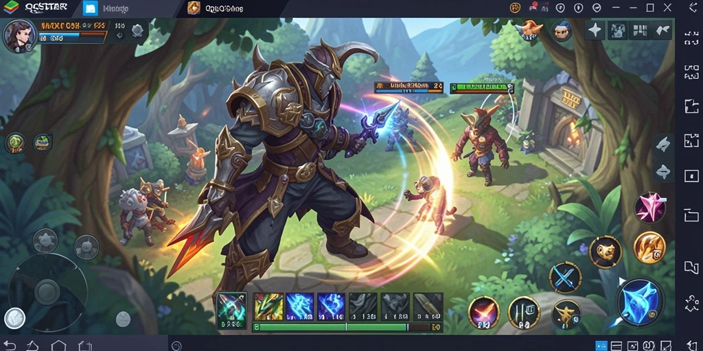 Screenshot utama QQSTAR menampilkan aksi seru dalam pertarungan MMORPG.