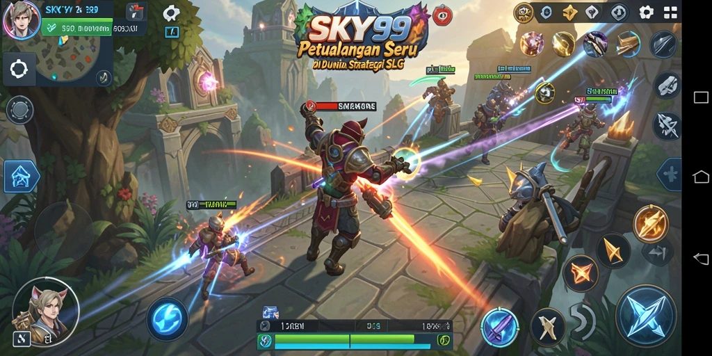 Tampilan menarik dari gameplay strategi di SKY99.