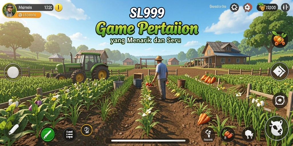 Tampilan gameplay SL999 yang menawan dengan aktivitas bertani.