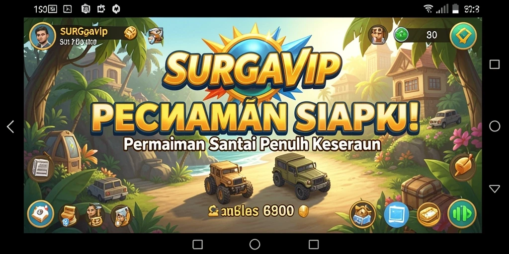 Tangkapan layar gameplay SURGAVIP menampilkan keseruan dalam permainan santai.