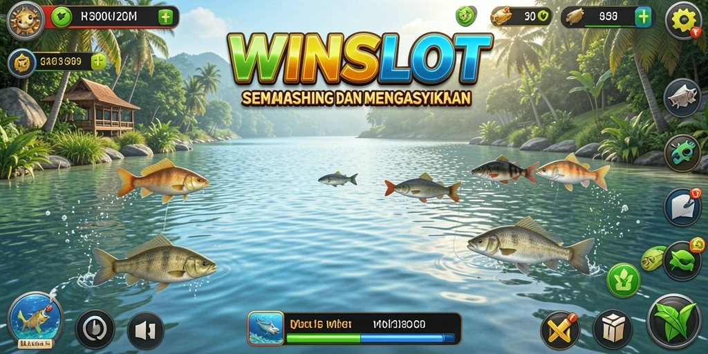 Screenshot gameplay WINSLOT yang menampilkan aksi memancing yang seru.